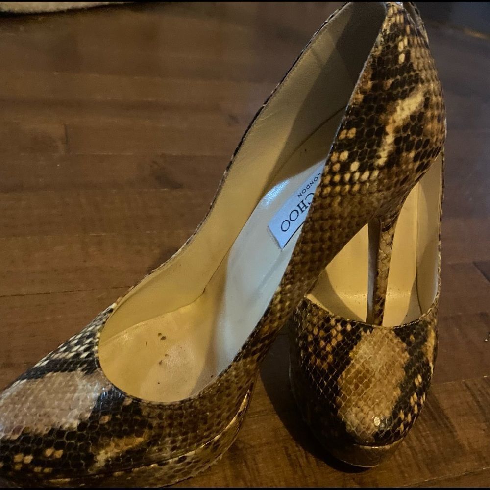 Jimmy Chootwo Tone Embossed Python Leather Platfo… - image 8